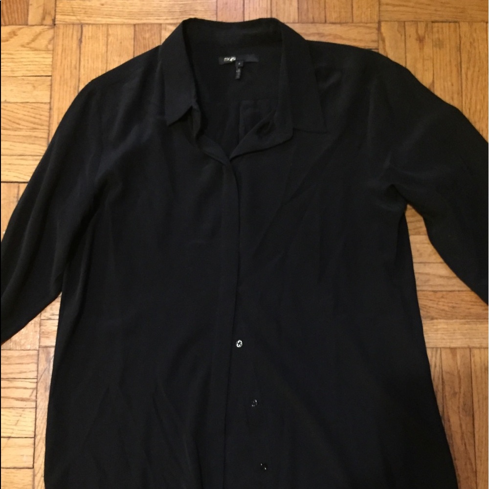 Maje silk button down blouse Clara black